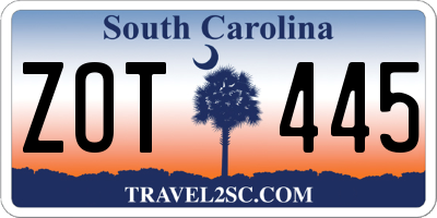 SC license plate ZOT445