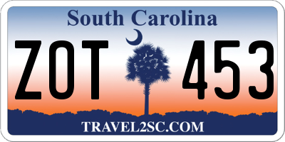 SC license plate ZOT453