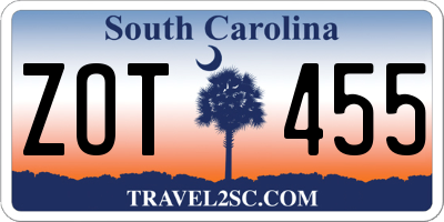 SC license plate ZOT455