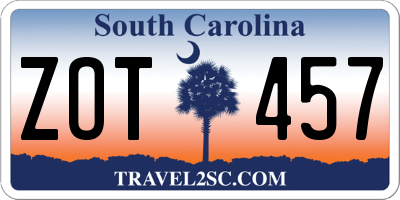 SC license plate ZOT457
