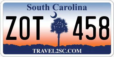 SC license plate ZOT458