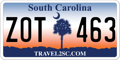 SC license plate ZOT463