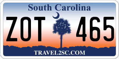 SC license plate ZOT465