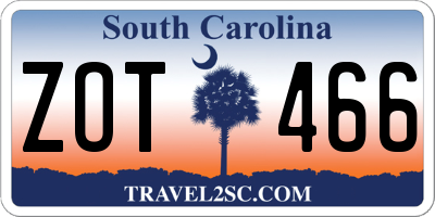 SC license plate ZOT466