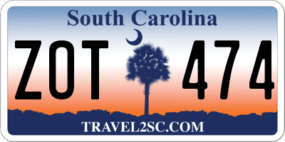 SC license plate ZOT474