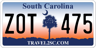 SC license plate ZOT475