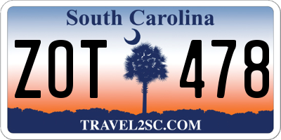 SC license plate ZOT478