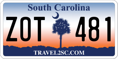 SC license plate ZOT481
