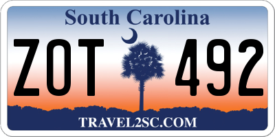 SC license plate ZOT492