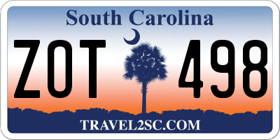 SC license plate ZOT498