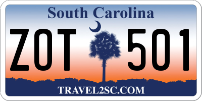 SC license plate ZOT501