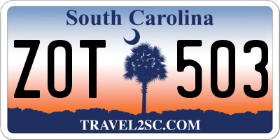 SC license plate ZOT503