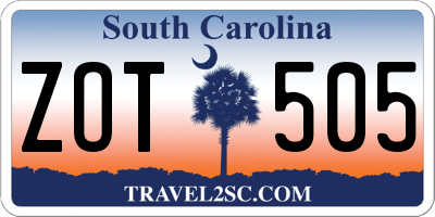 SC license plate ZOT505