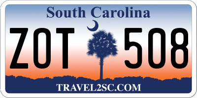 SC license plate ZOT508