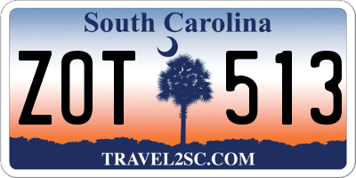 SC license plate ZOT513