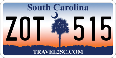 SC license plate ZOT515