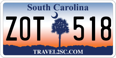 SC license plate ZOT518
