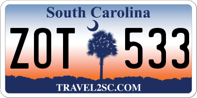 SC license plate ZOT533