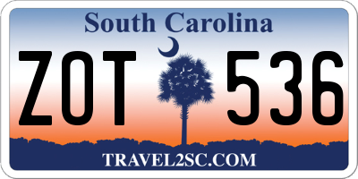 SC license plate ZOT536