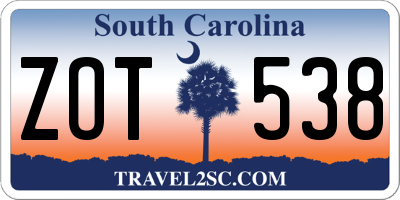 SC license plate ZOT538