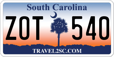 SC license plate ZOT540