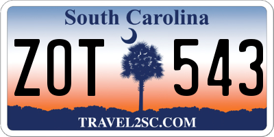 SC license plate ZOT543