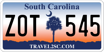 SC license plate ZOT545