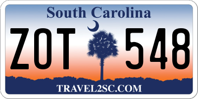 SC license plate ZOT548