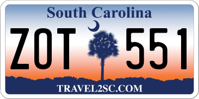 SC license plate ZOT551