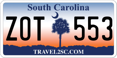 SC license plate ZOT553