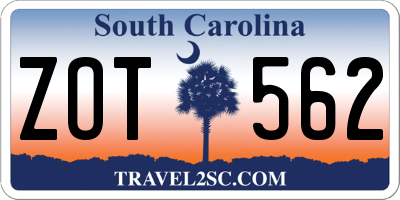 SC license plate ZOT562