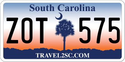 SC license plate ZOT575