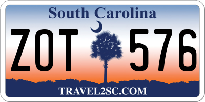 SC license plate ZOT576