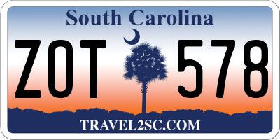 SC license plate ZOT578