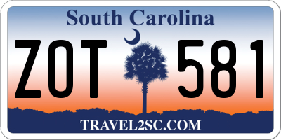 SC license plate ZOT581