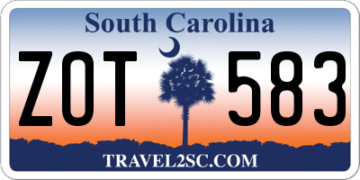 SC license plate ZOT583