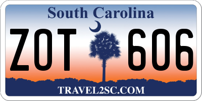 SC license plate ZOT606
