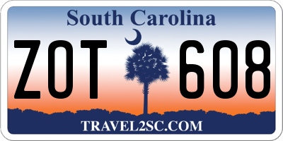 SC license plate ZOT608