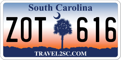 SC license plate ZOT616