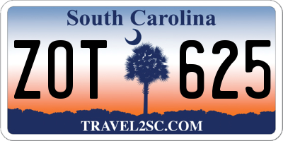 SC license plate ZOT625