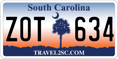 SC license plate ZOT634