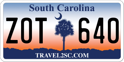 SC license plate ZOT640