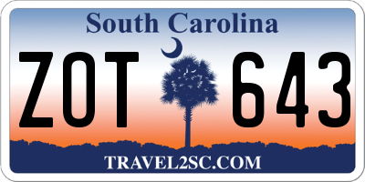 SC license plate ZOT643