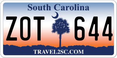 SC license plate ZOT644