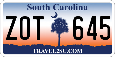 SC license plate ZOT645