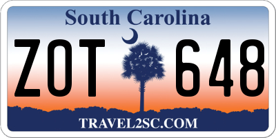 SC license plate ZOT648