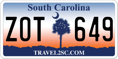SC license plate ZOT649