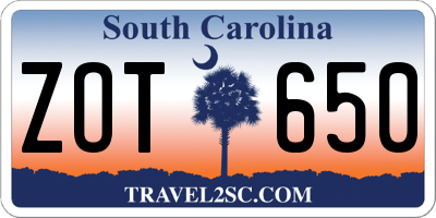 SC license plate ZOT650