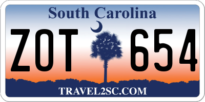 SC license plate ZOT654