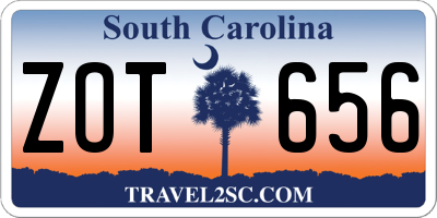SC license plate ZOT656